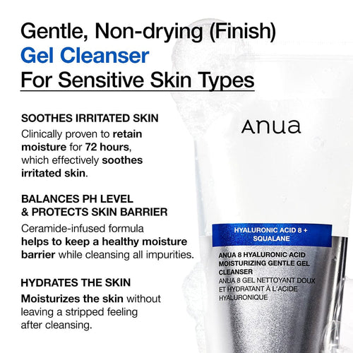 Anua 8 Hyaluronic Acid Moisturizing Gentle Gel Cleanser (150ml)