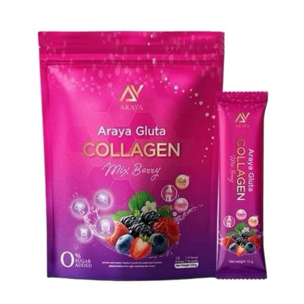 Araya Gluta Collagen Mix Berry – 15 Sachets