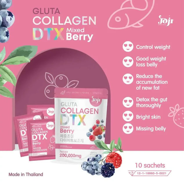 Jojii Secret Young Gluta Collagen DTX Mixed Berry – 10 Sachets