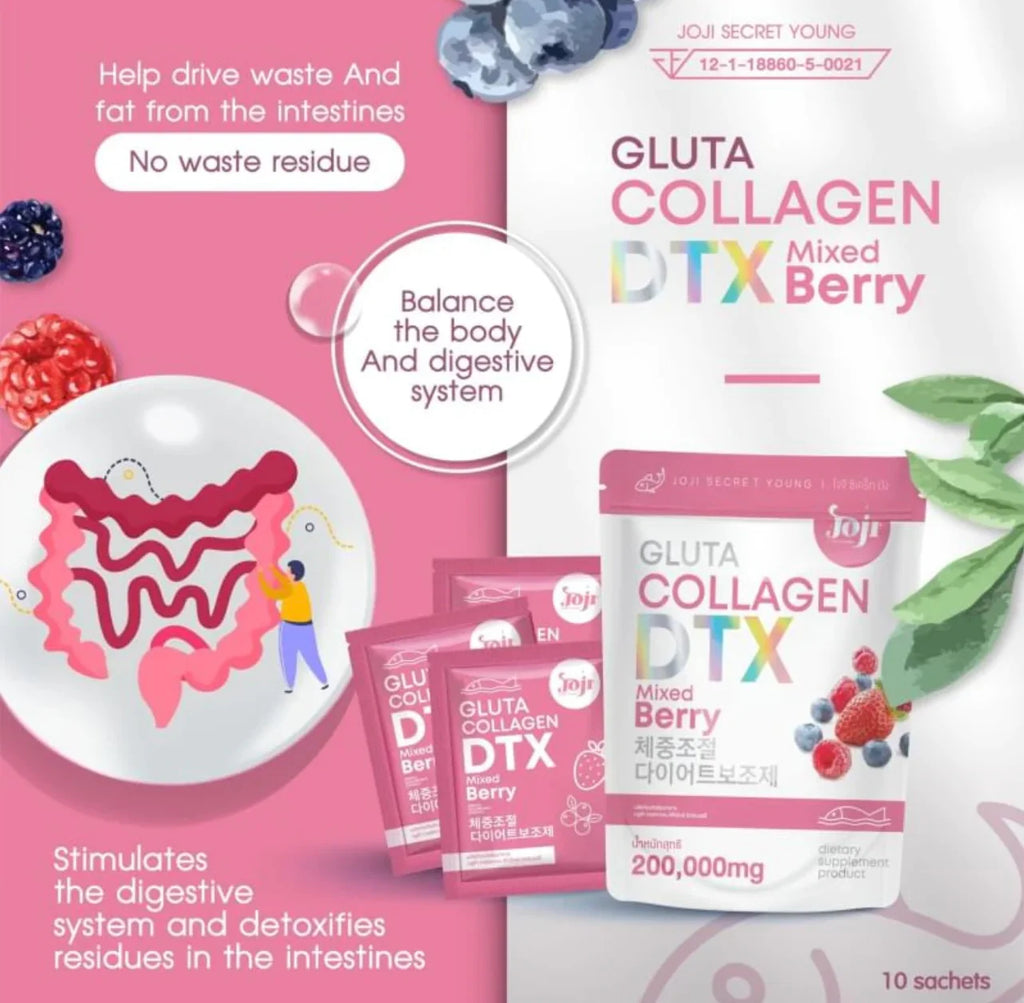 Jojii Secret Young Gluta Collagen DTX Mixed Berry – 10 Sachets