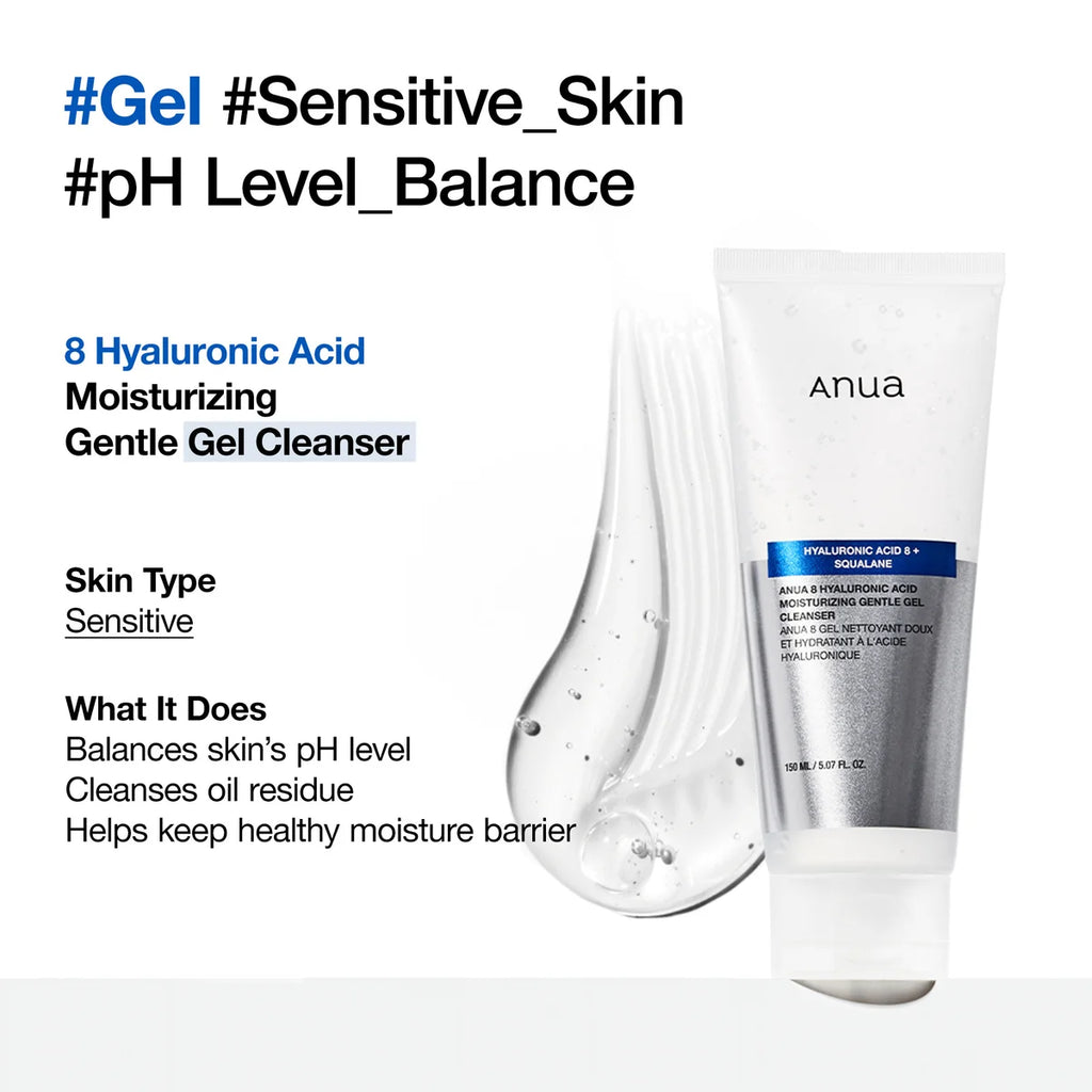Anua 8 Hyaluronic Acid Moisturizing Gentle Gel Cleanser (150ml)