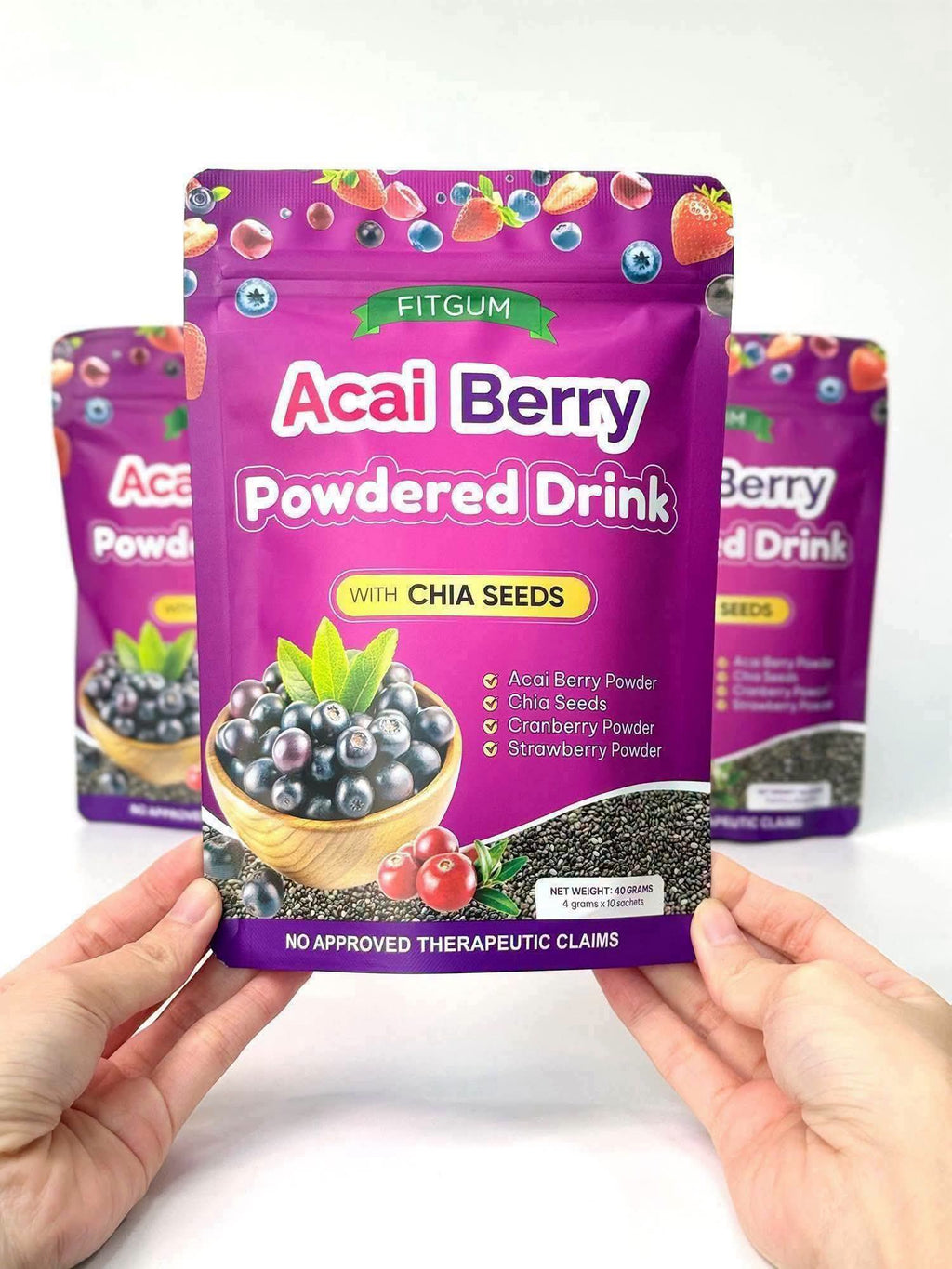 FITGUM Acai Berry Powdered Drink with Chia Seeds