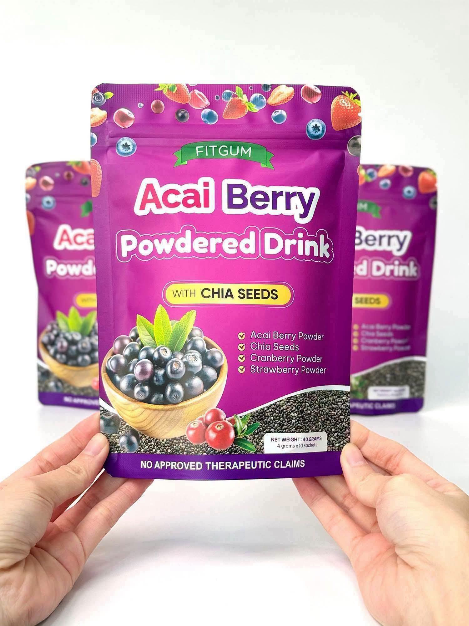 FITGUM Acai Berry Powdered Drink with Chia Seeds