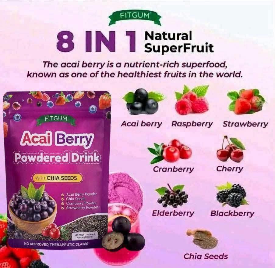 FITGUM Acai Berry Powdered Drink with Chia Seeds