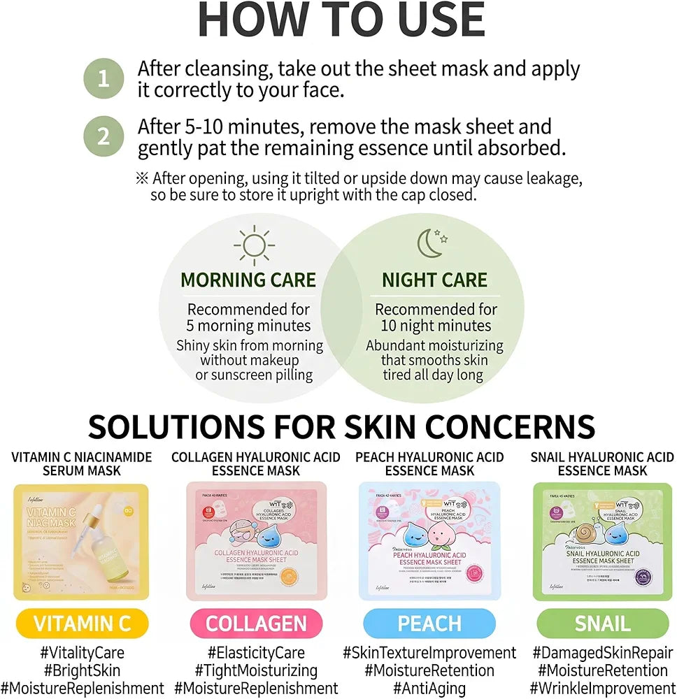 Esfolio Pure Skin Snail Hyaluronic Acid Essence Mask Sheet - 30 sheets