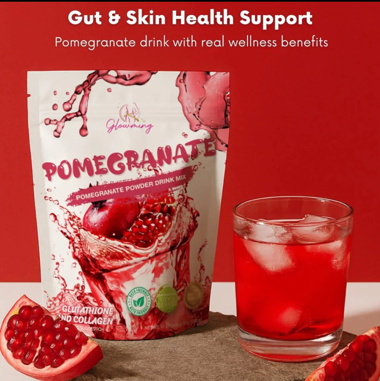 Glowning Pomegranate Powder Drink Mix - 10 sachets