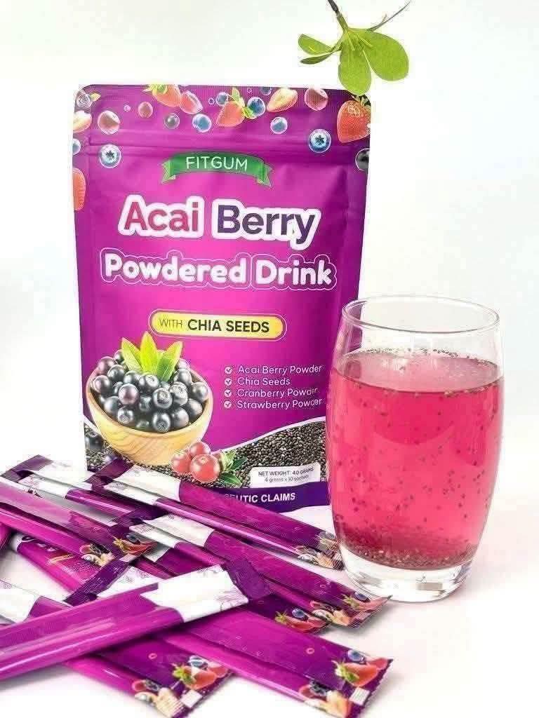 FITGUM Acai Berry Powdered Drink with Chia Seeds